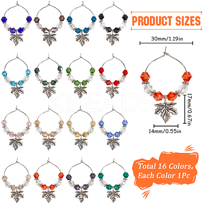 Alloy Maple Leaf Wine Glass Charms AJEW-SC00018-1