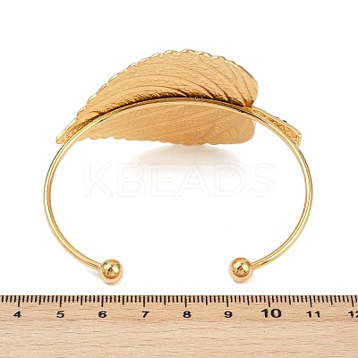 Leaf 304 Stainless Steel Cuff Bangles BJEW-V009-02G-1