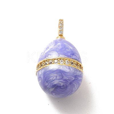 Rack Plating Brass Micro Pave Cubic Zirconia Enamel Pendants KK-M230-09G-1