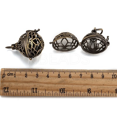 Round Brass Hollow Cage Pendants KK-L083-18AB-RS-1