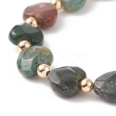 Natural Indian Agate Heart Beaded Bracelet BJEW-JB08697-02-1