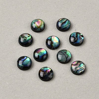 Natural Abalone Shell/Paua Shell Cabochons with Enamel BSHE-WH0006-06B-1