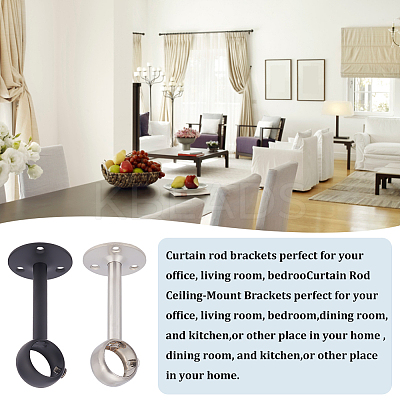 AHADEMAKER 4 Sets 2 Colors 201 Stainless Steel Curtain Rod Ceiling-Mount Brackets FIND-GA0005-68-1