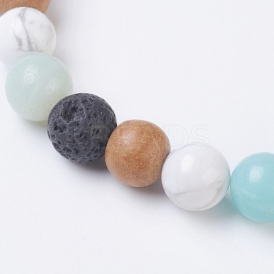 Natural Flower Amazonite Stretch Bracelets BJEW-JB03682-01-1