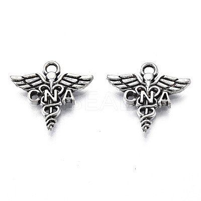 Tibetan Style Alloy CNA Caduceus Medical Symbol Charms TIBEP-N008-134-1