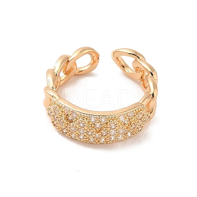 Brass Micro Pave Cubic Zirconia Open Cuff Rings RJEW-R146-03KCG-1