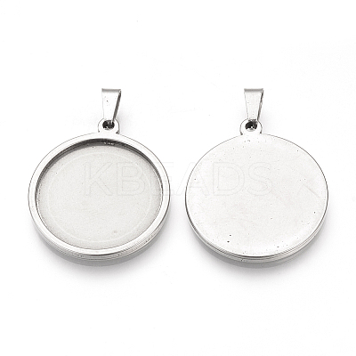 Tarnish Resistant 201 Stainless Steel Pendant Cabochon Settings LS-Y-STAS-S073-07P-1