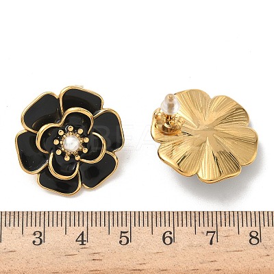 304 Stainless Steel Flower Stud Earrings EJEW-A147-03G-1