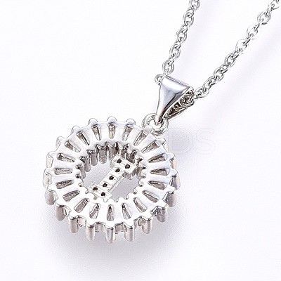 Brass Micro Pave Cubic Zirconia Initial Pendant Necklaces NJEW-H486-30P-I-1