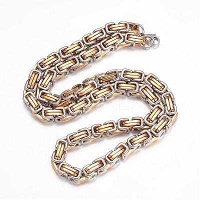 201 Stainless Steel Byzantine Chain Necklaces NJEW-K062-01C2-8mm-1