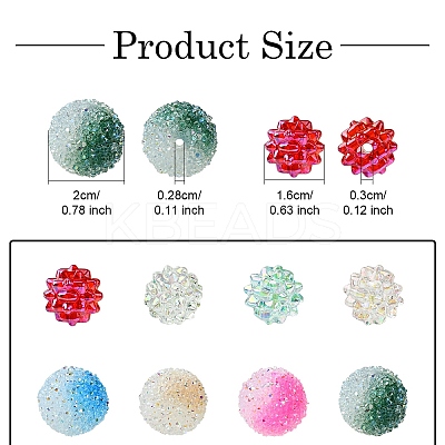 DIY Round Iridescent Transparent Resin & Frosted Acrylic Beads Jewelry Making Findings Kits DIY-YW0009-40-1