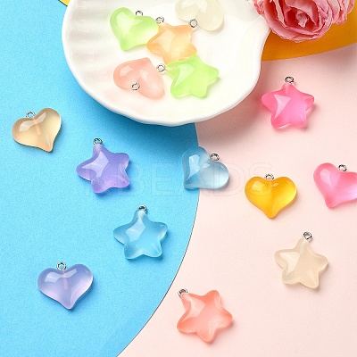 15Pcs 15 Styles Luminous Transparent Resin Pendants RESI-YW0001-79-1
