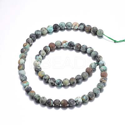 Frosted Natural African Turquoise(Jasper) Round Beads Strands G-D746-4mm-1