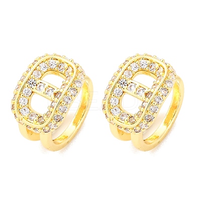 Oval Brass Micro Pave Clear Cubic Zirconia Cuff Earrings EJEW-K305-05G-1