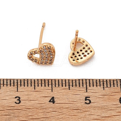 Brass Micro Pave Clear Cubic Zirconia Stud Earrings for Women EJEW-G428-25G-05-1