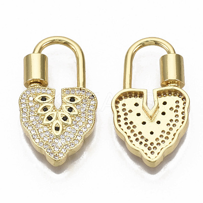 Brass Micro Pave Cubic Zirconia Screw Carabiner Lock Charm X-ZIRC-R110-020-NF-1