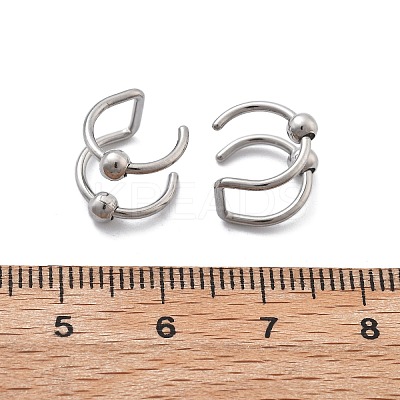 304 Stainless Steel 2 Line Round Clip on Nose Rings AJEW-A062-02P-1
