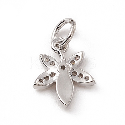 Brass Micro Pave Clear Cubic Zirconia Leaf Charms ZIRC-F132-42P-1