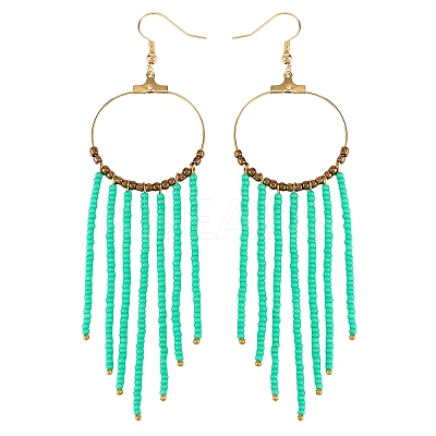 Glass Seed Beads Long Dangle Earrings EJEW-SW00004-1