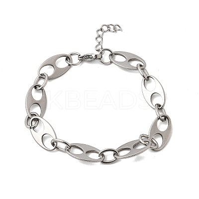 304 Stainless Steel Oval Link Chain Bracelets for Women Men BJEW-L720-03P-1