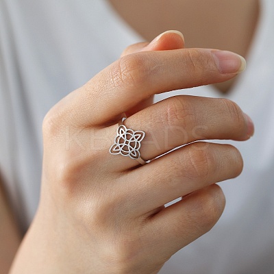 Non-Tarnish Sailor's Knot 304 Stainless Steel Hollow Adjustable Ring for Women RJEW-E073-04P-1
