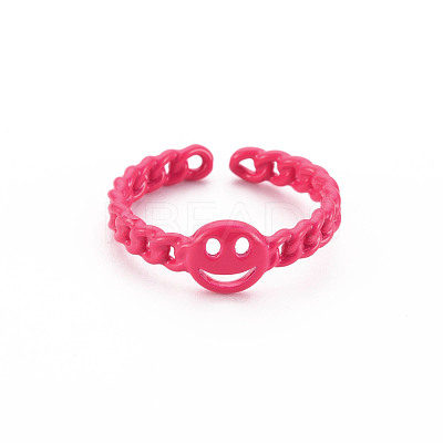 Spray Painted Brass Cuff Rings RJEW-S045-110-NR-1