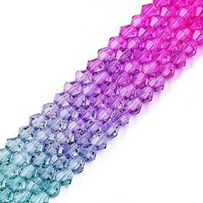 Gradient Color Baking Paint Glass Bead Strands DGLA-A039-T6mm-A011-1