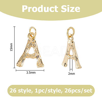 26Pcs 26 Styles Letter A~Z Brass Pendants PALLOY-HS00024-1