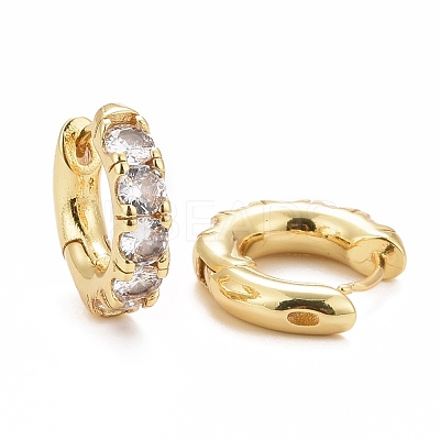 Clear Cubic Zirconia Hoop Earrings EJEW-I265-03G-1