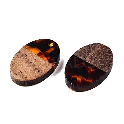 Transparent Resin and Walnut Wood Pendants RESI-T057-04D-1