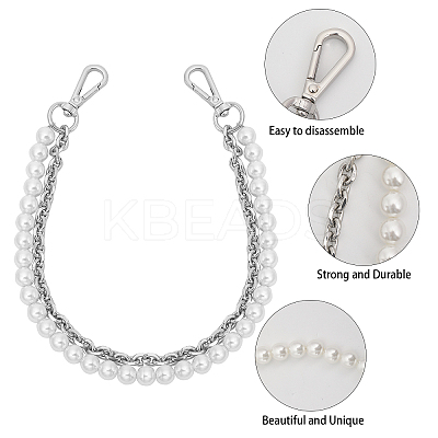 2Pcs 2 Colors Plastic Imitation Pearl Beaded Double Strand Bag Handles DIY-CA0005-93-1