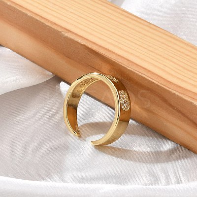 Rack Plating Brass Micro Pave Clear Cubic Zirconia Cuff Rings for Women RJEW-M028-116G-1