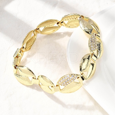 Brass Micro Pave Clear Cubic Zirconia Link Chain Bracelets for Women BJEW-H630-09G-1