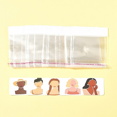 100Pcs 5 Styles Square Girl Print Paper Earring Display Cards CDIS-FS0001-25-1