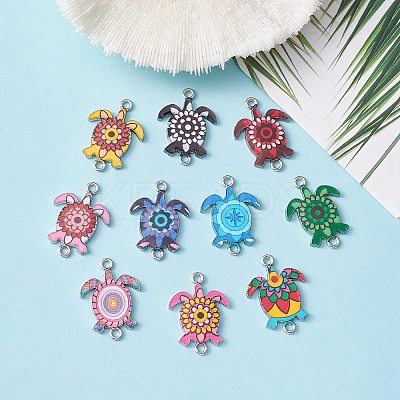 10Pcs 10 Colors Alloy Enamel Connector Charms FIND-YW0003-97-1