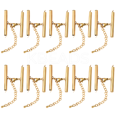 10 Sets Stainless Steel Curb Chain Extender STAS-BBC0008-21C-G-1