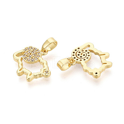 Brass Micro Pave Clear Cubic Zirconia Pendants KK-N259-03G-1