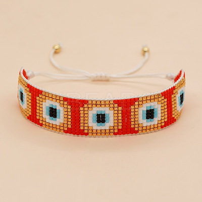 Handmade Evil Eye Glass Seed Bead Bracelets QL5198-4-1