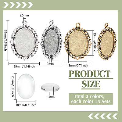 DIY Oval Pendants Making Kits DIY-PH0032-17-1