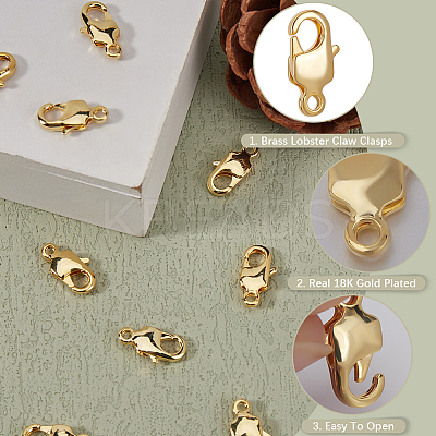 30Pcs Brass Lobster Claw Clasps KK-BBC0014-66G-1
