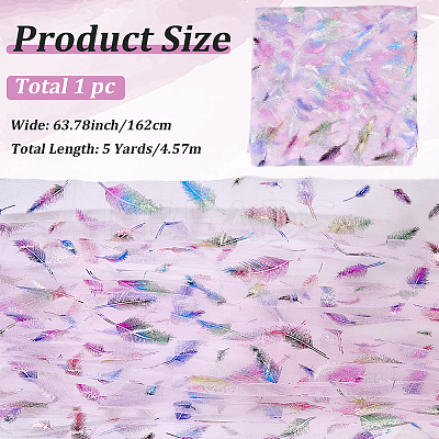 Feather Pattern Nylon Fabric DIY-WH20066-004C-1
