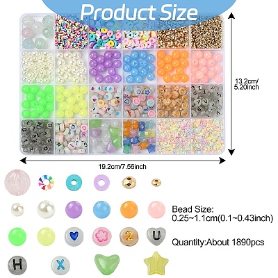 DIY Luminous Acrylic & Plastic Beads Stretch Bracelets Making Kits DIY-YW0011-66-1