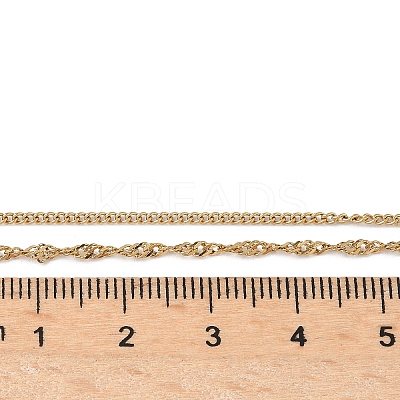 304 Stainless Steel Singapore Chain Double Layered Necklaces for Women NJEW-U050-02B-G-1