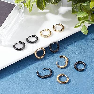 12Pair 2 Color 304 Stainless Steel Huggie Hoop Earrings EJEW-UN0032-61-1