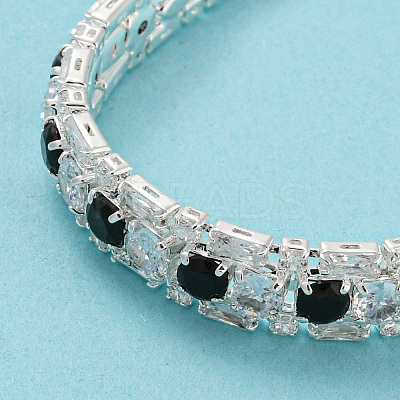 Rack Plating Brass Micro Pave Cubic Zirconia Link Chain Bracelets BJEW-Q771-04S-1