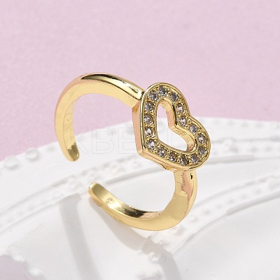Brass Micro Pave Cubic Zirconia Cuff Finger Rings RJEW-C120-25G-01-1