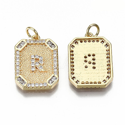 Brass Micro Pave Clear Cubic Zirconia Pendants KK-S356-234R-G-NF-1