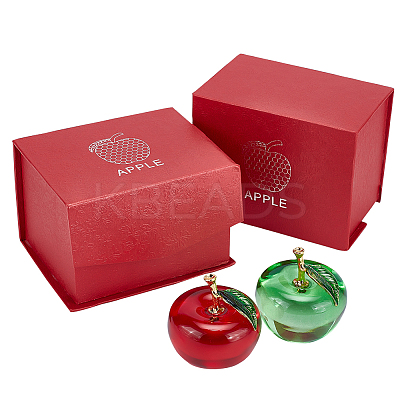 2Pcs 2 Colors Apple Glass Home Ornaments DJEW-NB0001-31-1