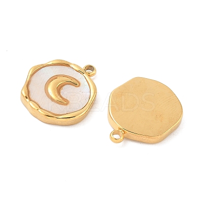 304 Stainless Steel Pave Natural Shell Pendants STAS-F319-02A-G02-1