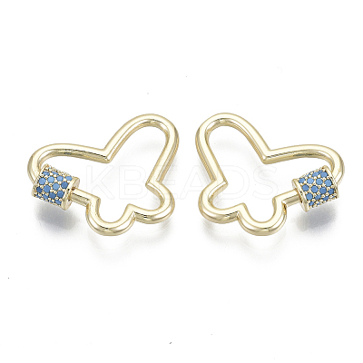 Brass Micro Pave Cubic Zirconia Screw Carabiner Lock Charms KK-R136-071B-NF-1